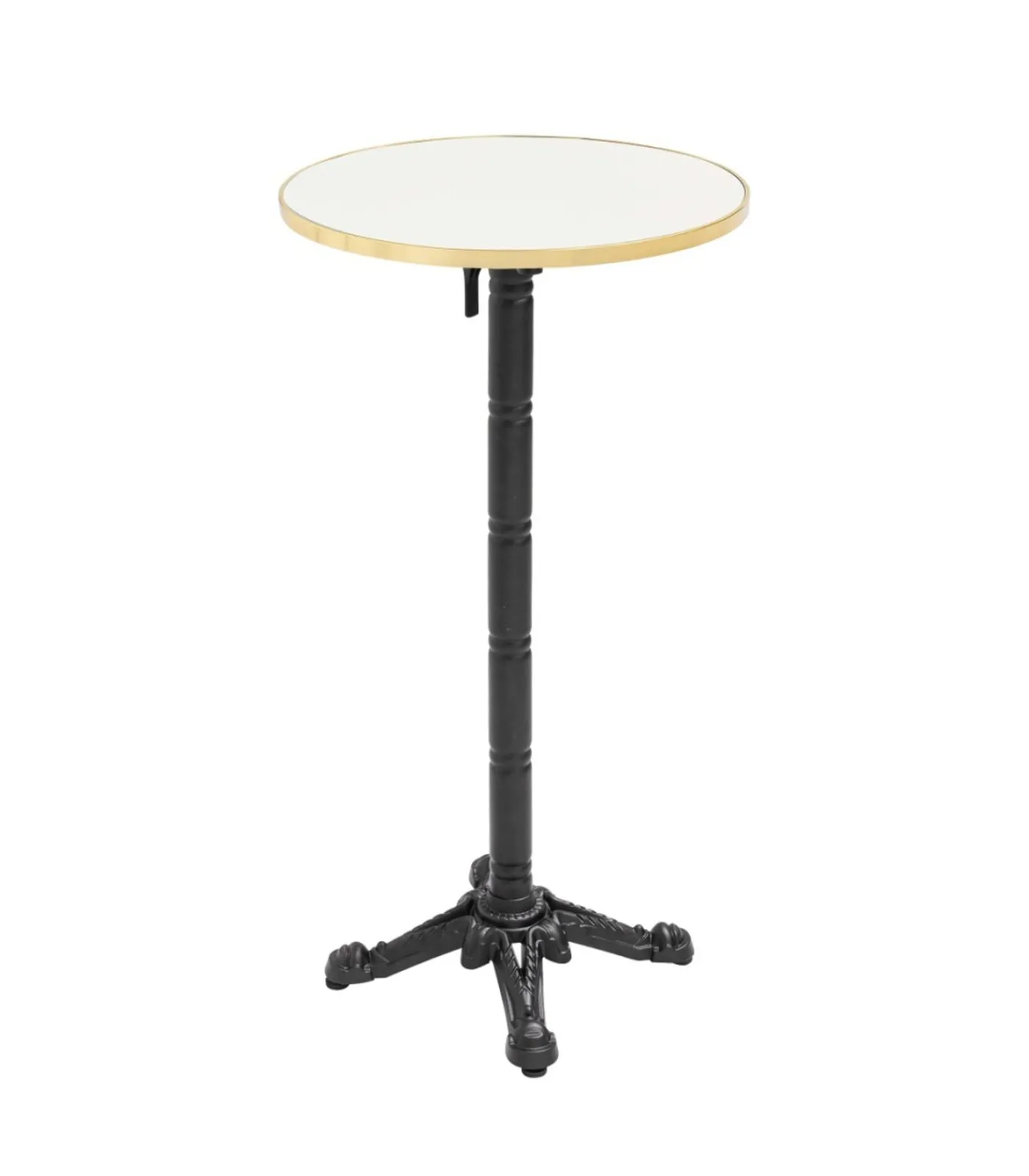 Oviala 60 cm ronde hoge tafel met kantelbaar wit/gouden blad en zwarte poten