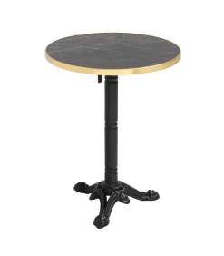 Oviala 60 cm verstelbare zwartmarmeren terrastafel en 2 blauwe stoelen