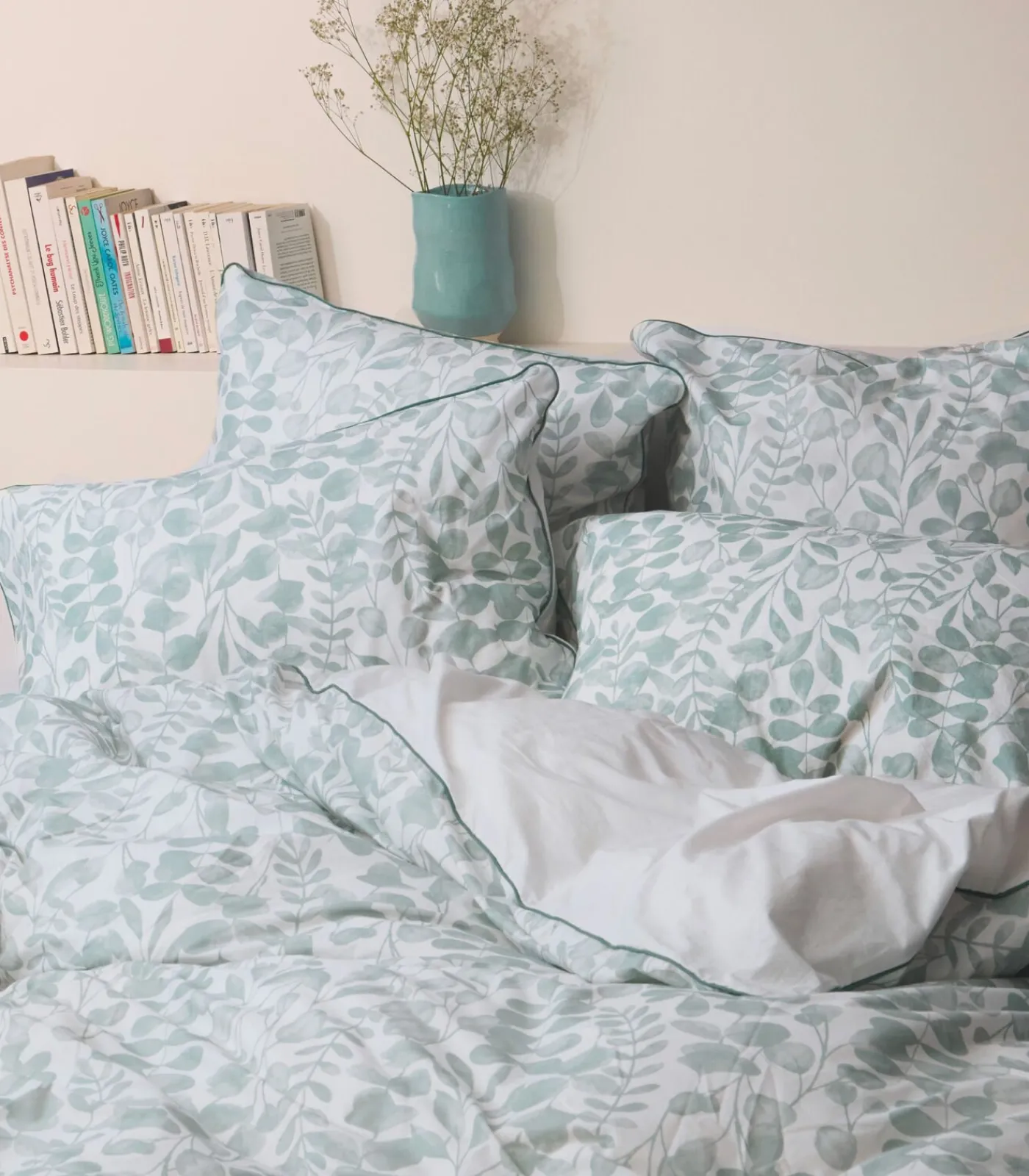 Blanc Cerise 2 kussenslopen van gewassen perkal katoen, HERBIER