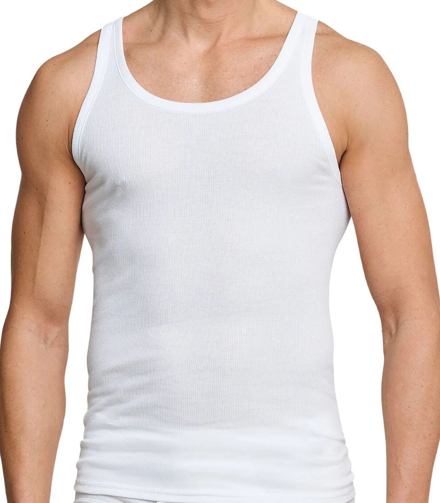 Heren SCHIESSER 4 pack Cotton Essentials dubbelrib - onderhemd