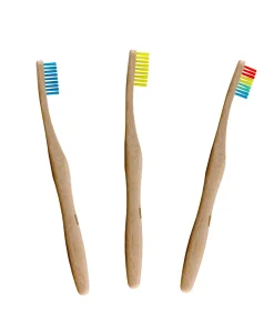 New Aanbevolen Bamboe Tandenborstel van DB: Blauw + Regenboog + Geel Gezicht Sets