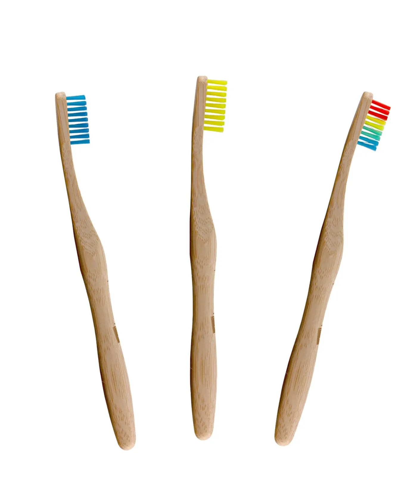 New Aanbevolen Bamboe Tandenborstel van DB: Blauw + Regenboog + Geel Gezicht Sets