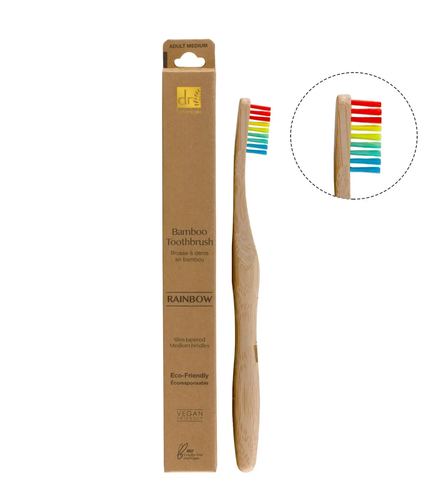 New Aanbevolen Bamboe Tandenborstel van DB: Blauw + Regenboog + Geel Gezicht Sets