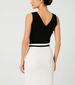 DAMES Conquista Aansluitende kokerrok met contrasterende zwarte streep