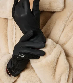 Online ACHY - Leren handschoenen met contrasterende luipaardstreep DAMES Handschoenen