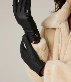 Online ACHY - Leren handschoenen met contrasterende luipaardstreep DAMES Handschoenen