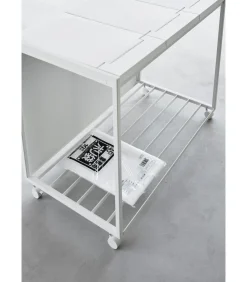 YAMAZAKI Afvalscheidingsprullenbak met wielen - 3 comp - Tower - Wit