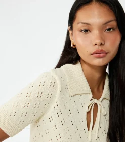 DAMES Koton Ajourtrui Korte Mouwen Met Strik