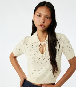 DAMES Koton Ajourtrui Korte Mouwen Met Strik