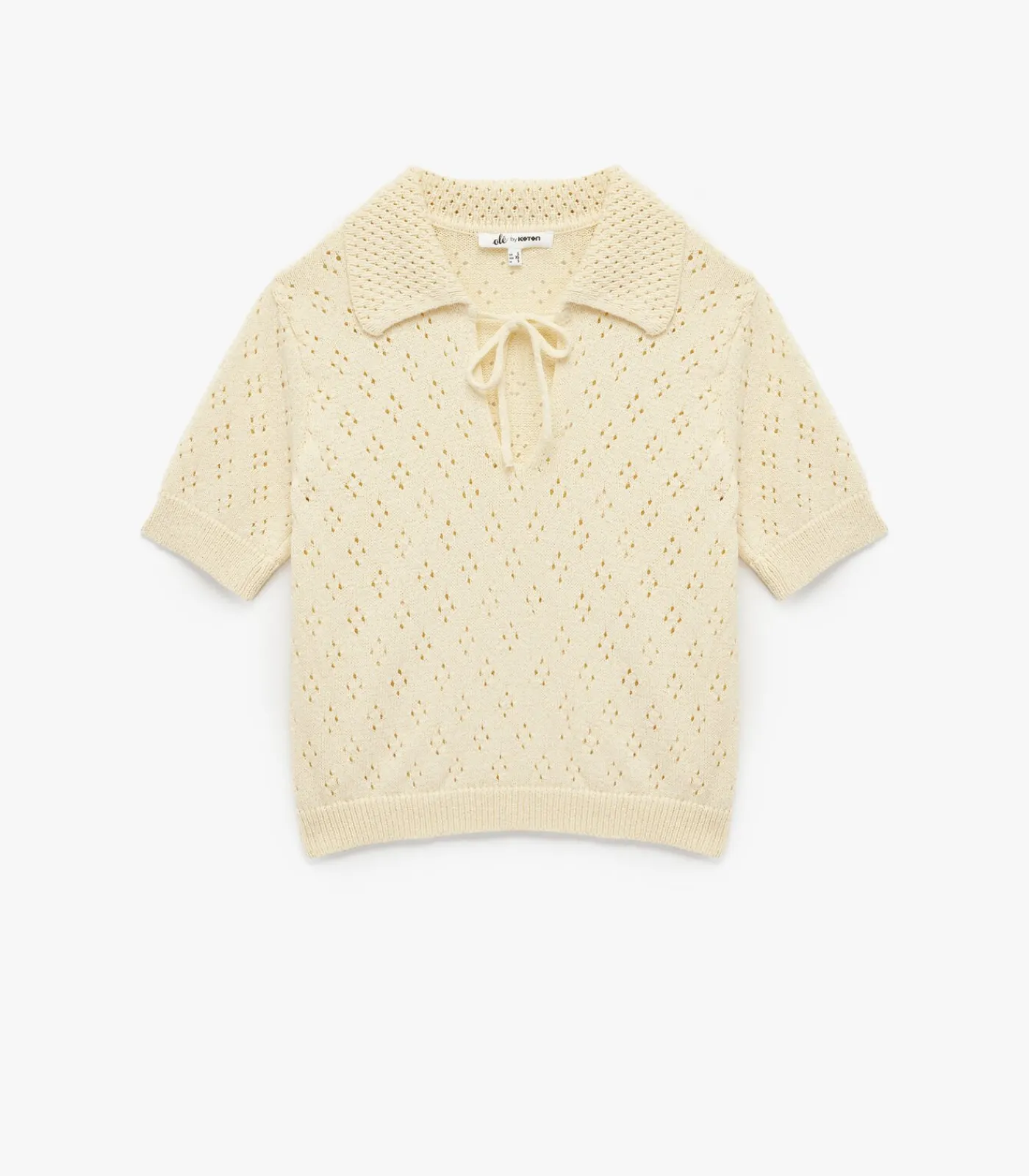 DAMES Koton Ajourtrui Korte Mouwen Met Strik