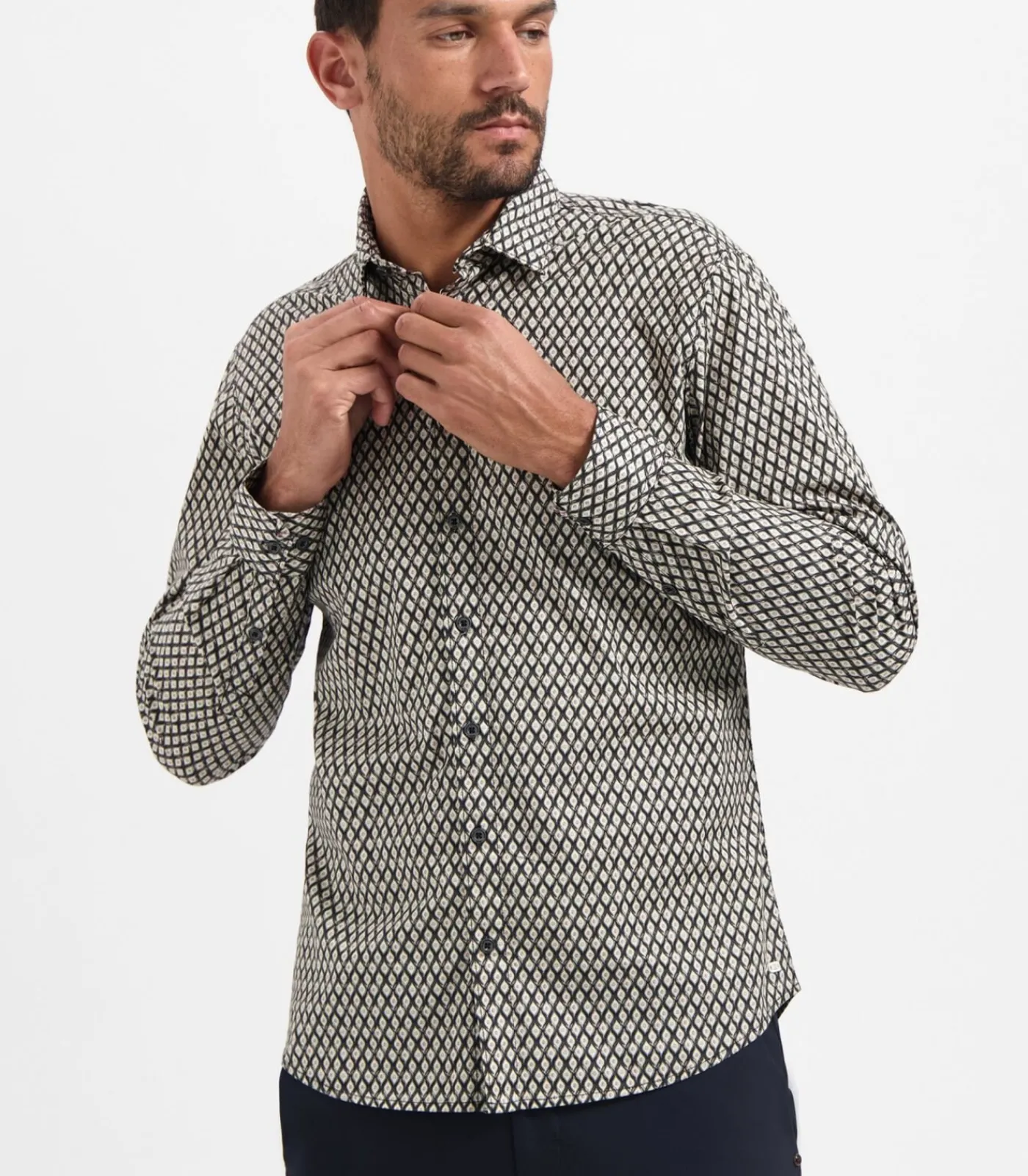 Hot Allover geprint stretchhemd in wyberdessin Heren Hemden