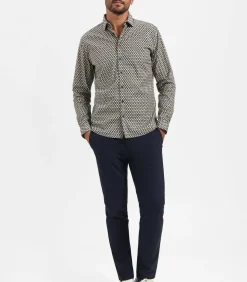 Hot Allover geprint stretchhemd in wyberdessin Heren Hemden