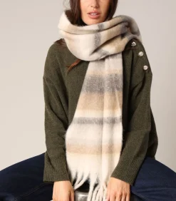 DAMES Deeluxe ALOVA - Zachte en pluizige geruite sjaal met gedraaide franjes