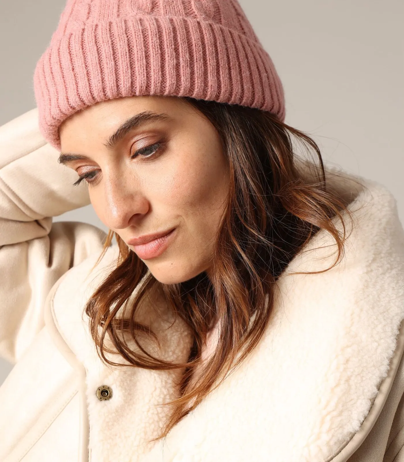 DAMES Deeluxe ALPY - Dames gedraaide muts met brede geribbelde boord