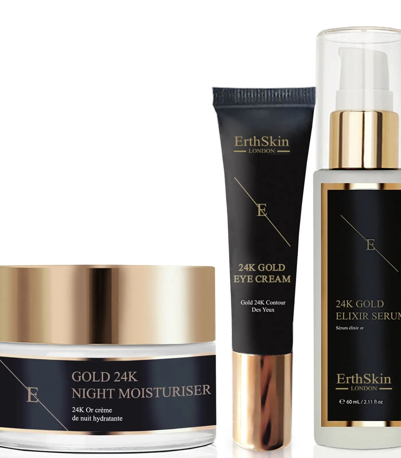 Erth Skin London Anti-rimpel Elixir Serum + Nacht MOISTURIZER + ONDER OOGCRÈME