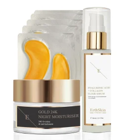 Erth Skin London ANTI-RIMPEL Nacht MOISTURISER+ ONDER OOG PATCH PADS + Hyaluron Collageen Serum