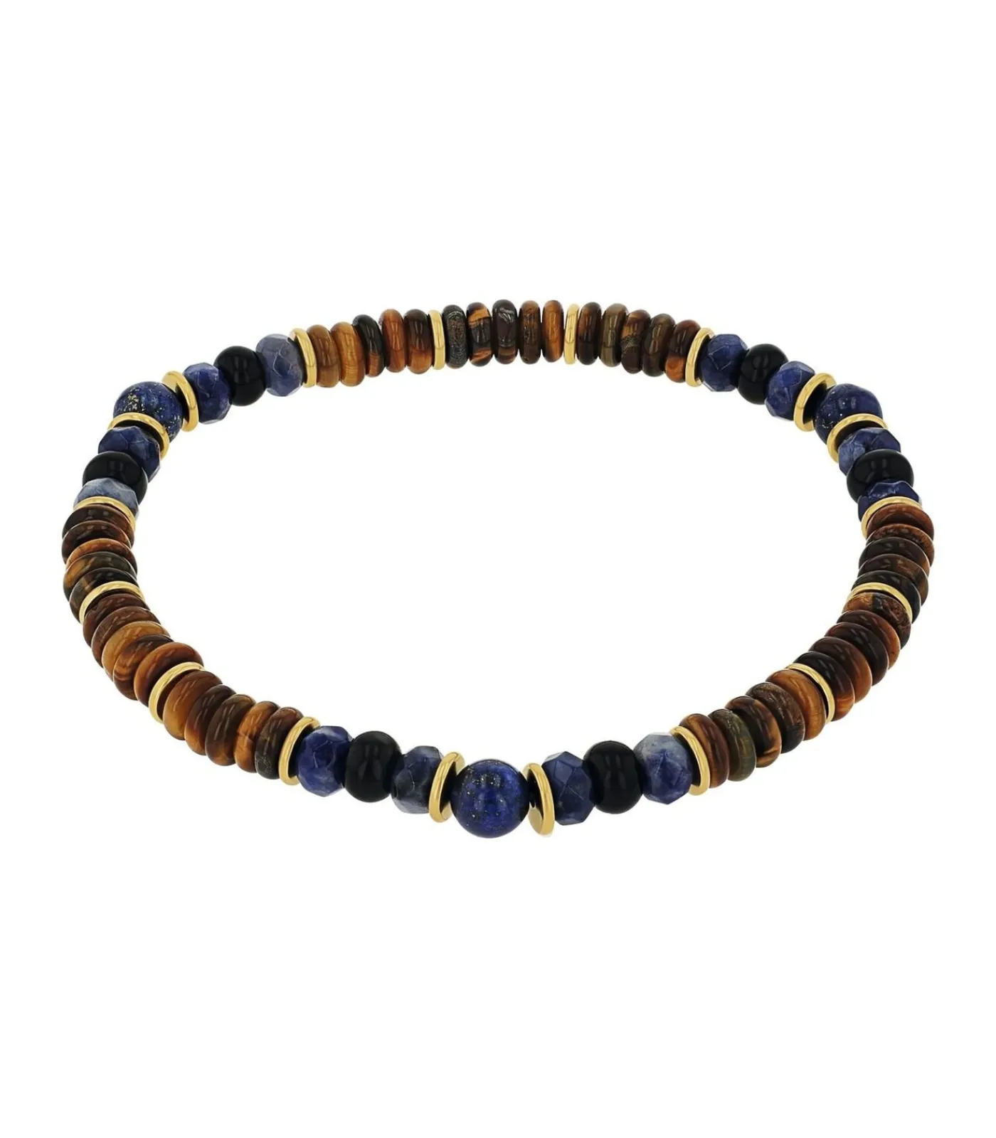 Sale Armband voor mannen, roestvrij staal, lapis, synthetische edelsteen, agaat, tijgeroog Heren Armbanden