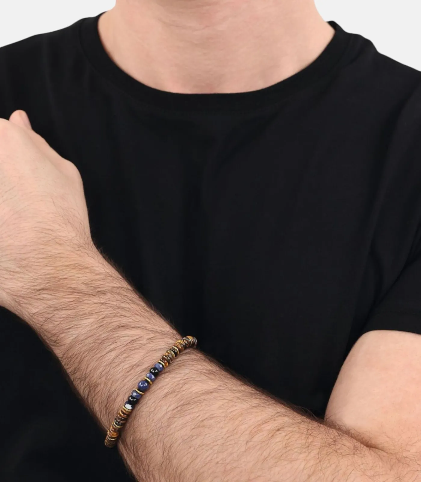 Sale Armband voor mannen, roestvrij staal, lapis, synthetische edelsteen, agaat, tijgeroog Heren Armbanden