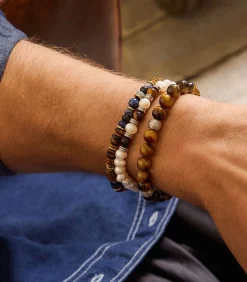 Sale Armband voor mannen, roestvrij staal, lapis, synthetische edelsteen, agaat, tijgeroog Heren Armbanden