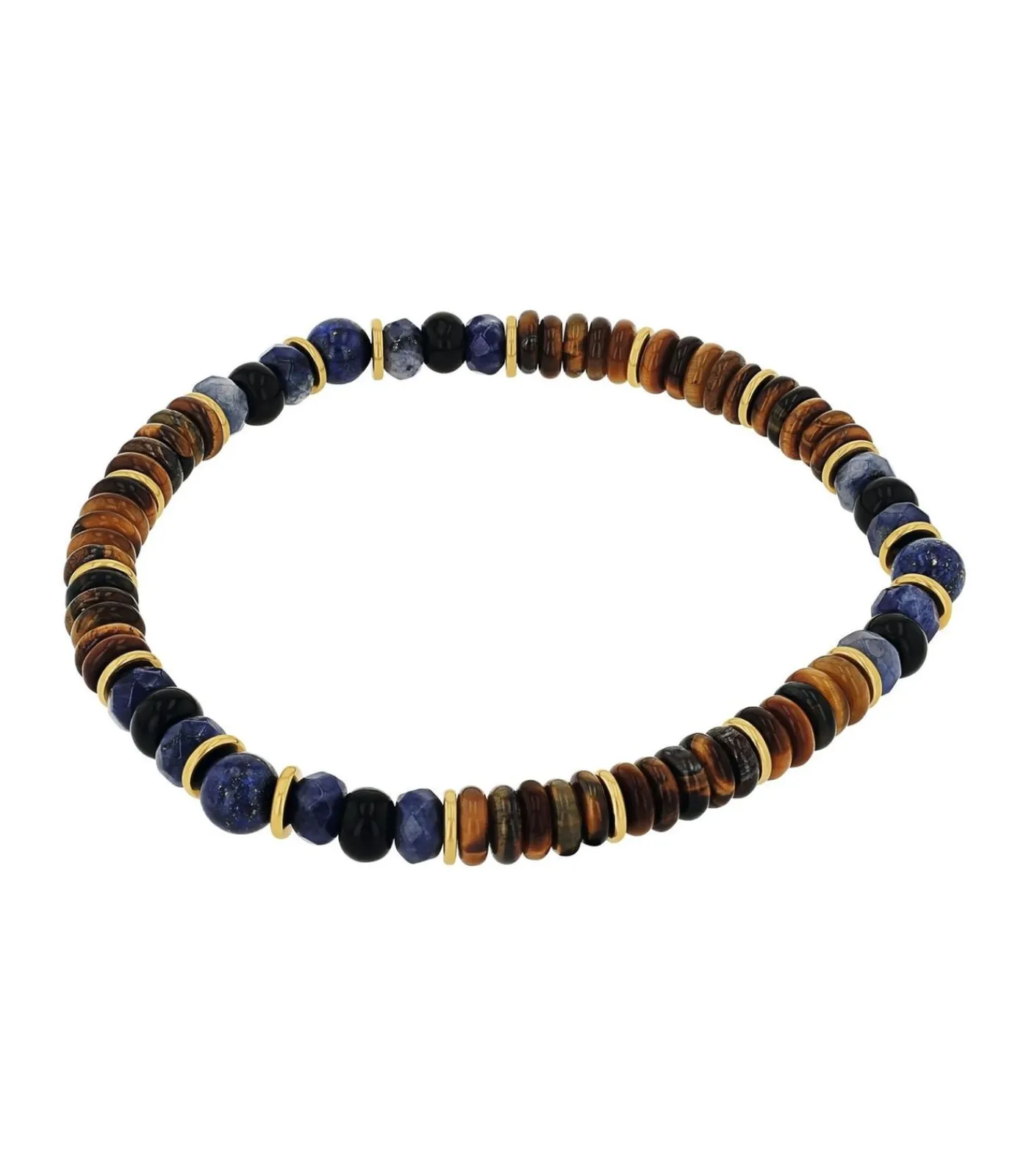 Sale Armband voor mannen, roestvrij staal, lapis, synthetische edelsteen, agaat, tijgeroog Heren Armbanden