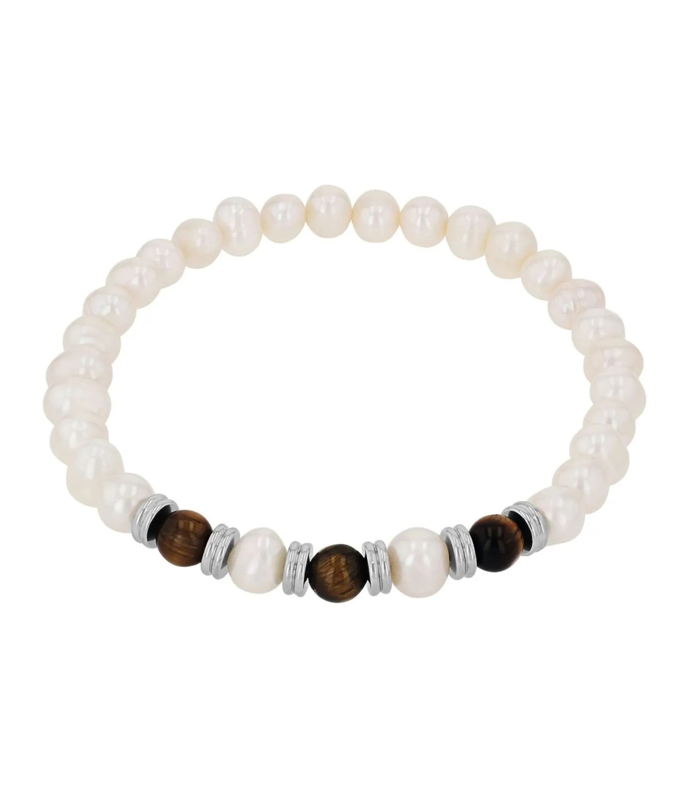 Clearance Armband voor mannen, roestvrij staal, tijgeroog, gekweekte zoetwaterparel Heren Armbanden