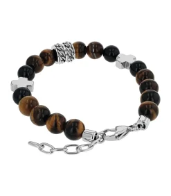 Heren Amor Armband voor mannen, roestvrij staal, tijgeroog, agaat