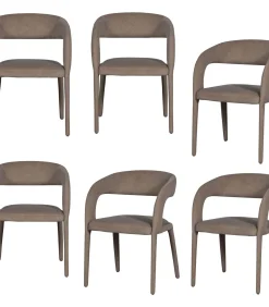 Online Arms Eetkamerstoelen - Polyester - Bruin - Set van 6 Stoelen