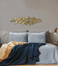 Clearance Metal Art - Golden birds - 36x112 Wanddecoratie