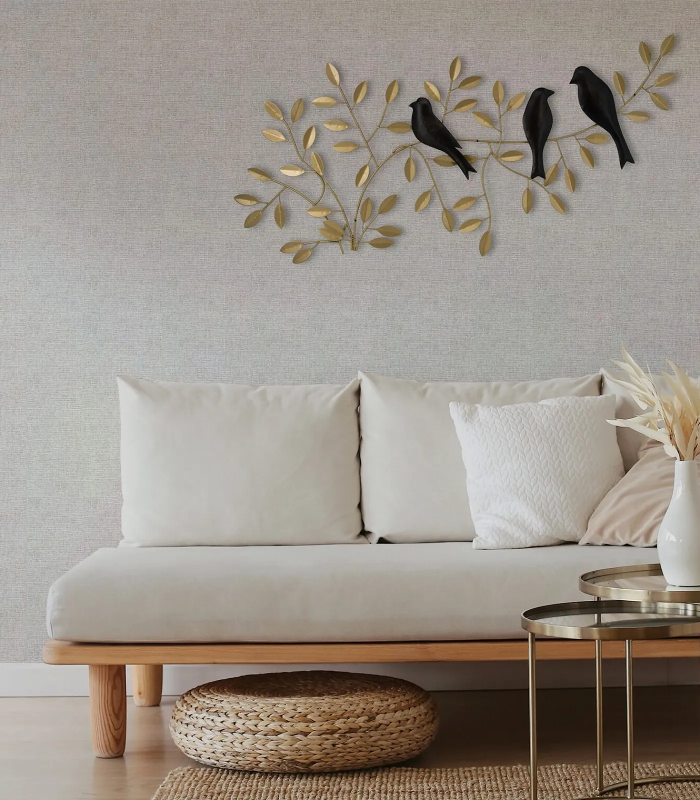 Art for the Home Metal Art - Birds on branch - 38x78