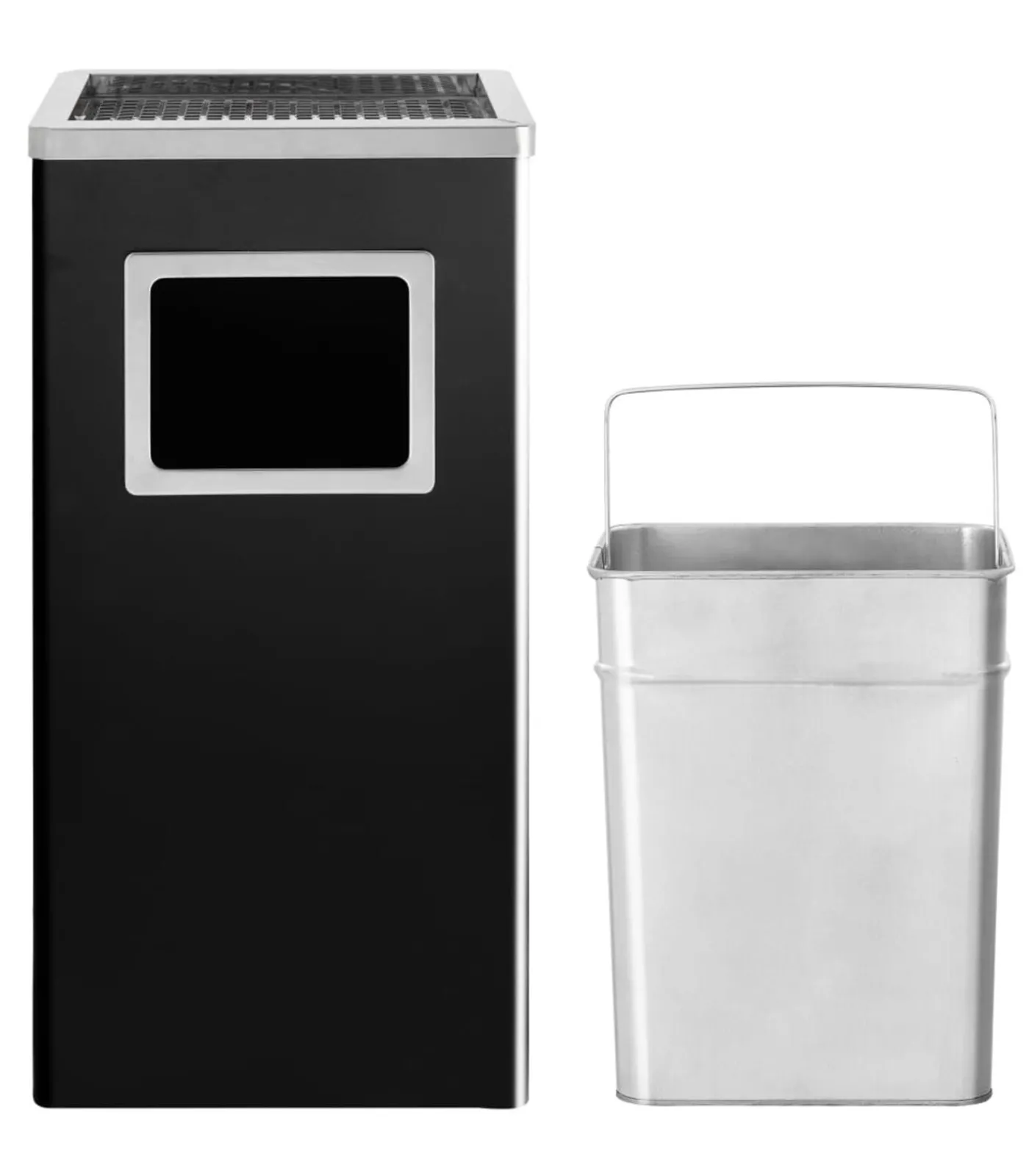 vidaXL Asbak/prullenbak Hotel 45 L staal zwart