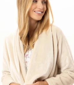 Sale Asymmetrische jas van flanellen pluche ESSENTIEL 179 DAMES Loungewear