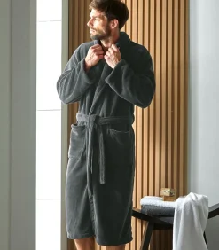 Heren Blanc des Vosges ATHENA Anthracite - Badjas unisex microvezel
