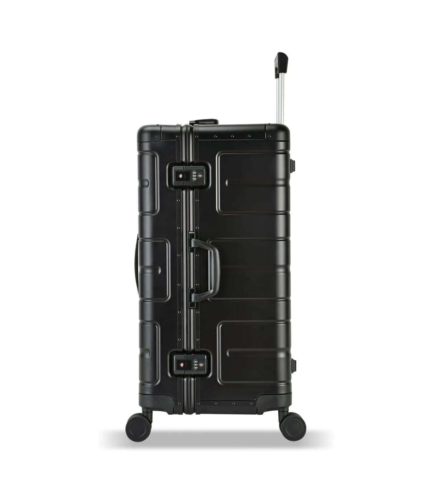 New Athens Aluminium Trunk Koffer 4 Wielen Zwarte Trolleys