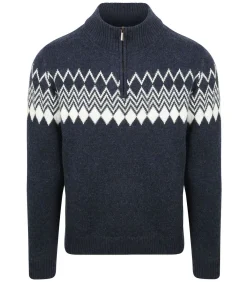 Heren Suitable Avery Nordic Half Zip Trui Wolblend Navy