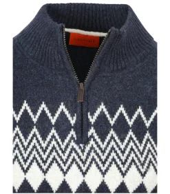 Heren Suitable Avery Nordic Half Zip Trui Wolblend Navy