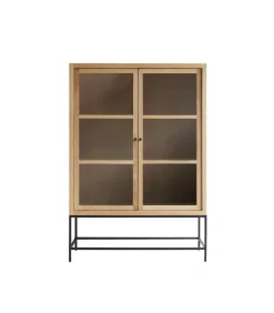 New Babeth - Hoge vitrinekast van massief eikenhout Meubels