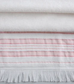 Chakra Badhanddoek Derin 100x150 cm Ecru/Lichtroze