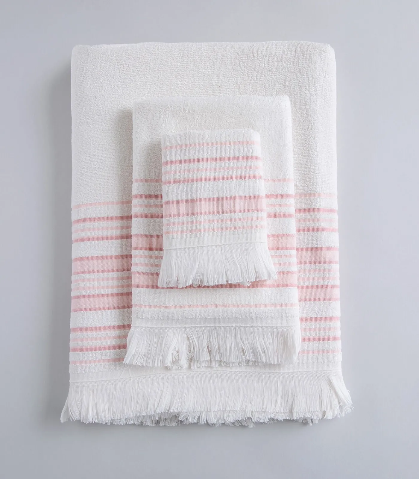 Chakra Badhanddoek Derin 100x150 cm Ecru/Lichtroze