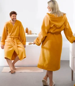 DAMES Mood!t Badjas Reese, Sunshine geel - M - Unisex - Katoen/Polyester