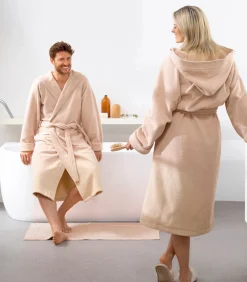 Badjas Reese, Zand - S - Unisex - Katoen/Polyester DAMES Badjassen