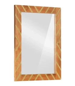 vidaXL Badkamerspiegel 50x70x3 cm massief mangohout en glas bruin