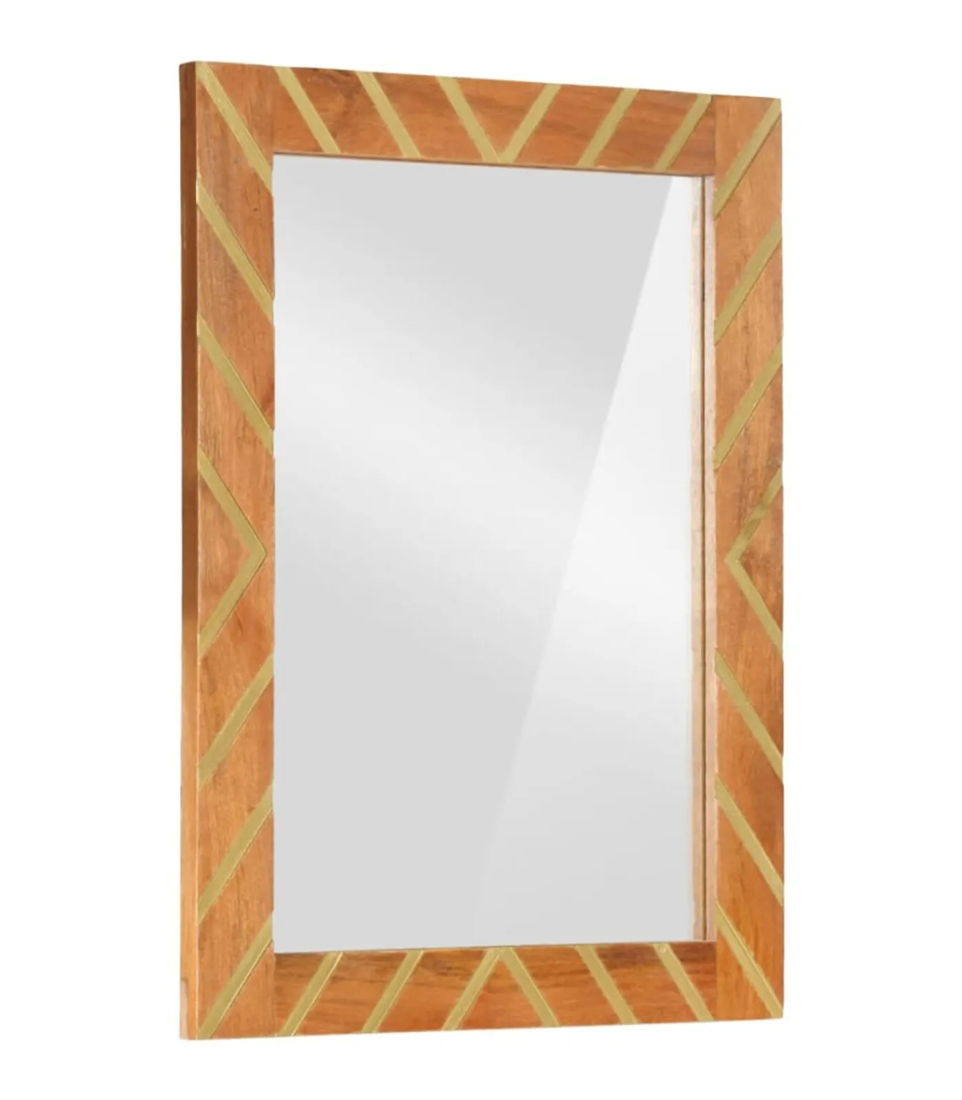 vidaXL Badkamerspiegel 50x70x3 cm massief mangohout en glas bruin