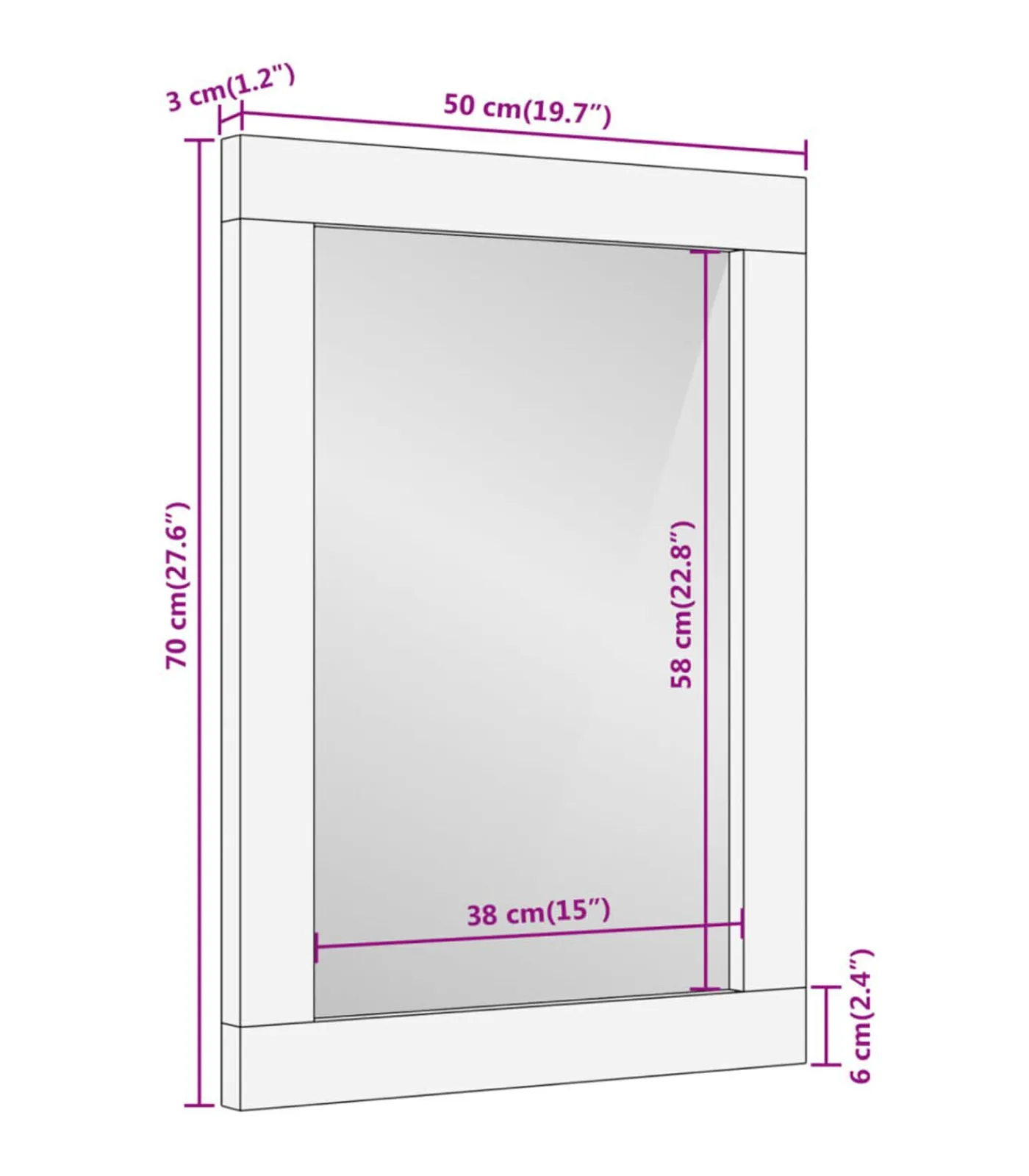 vidaXL Badkamerspiegel 50x70x3 cm massief mangohout en glas bruin