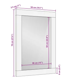 vidaXL Badkamerspiegel 50x70x2,5 cm massief mangohout en glas