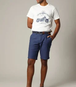 Heren Deeluxe BAGEL - Riem met marineblauwe elastische gesp en bruin leer