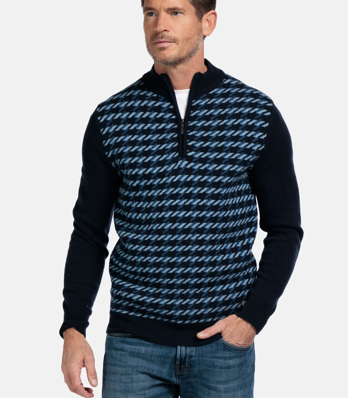 Online lamswollen trui - Blauw Heren Truien & Cardigans