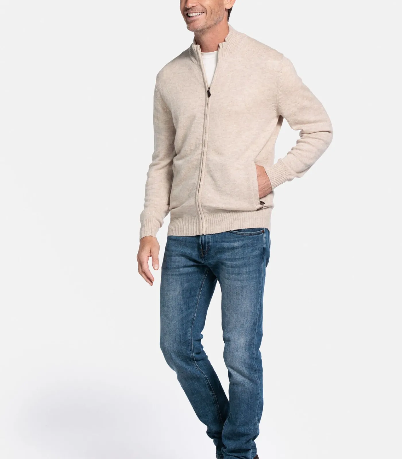 Heren Baileys Lamswollen vest - Off-white