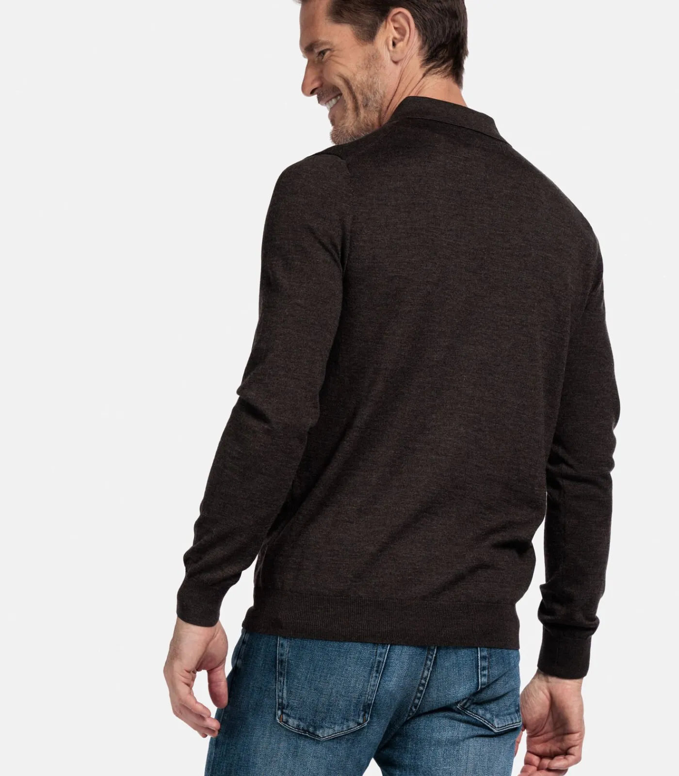 Heren Baileys Merino Wol Pullover - Donkerbruin
