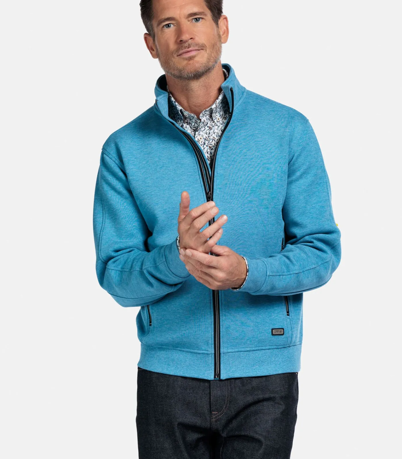 Heren Baileys Pique Sweatvest - Sky