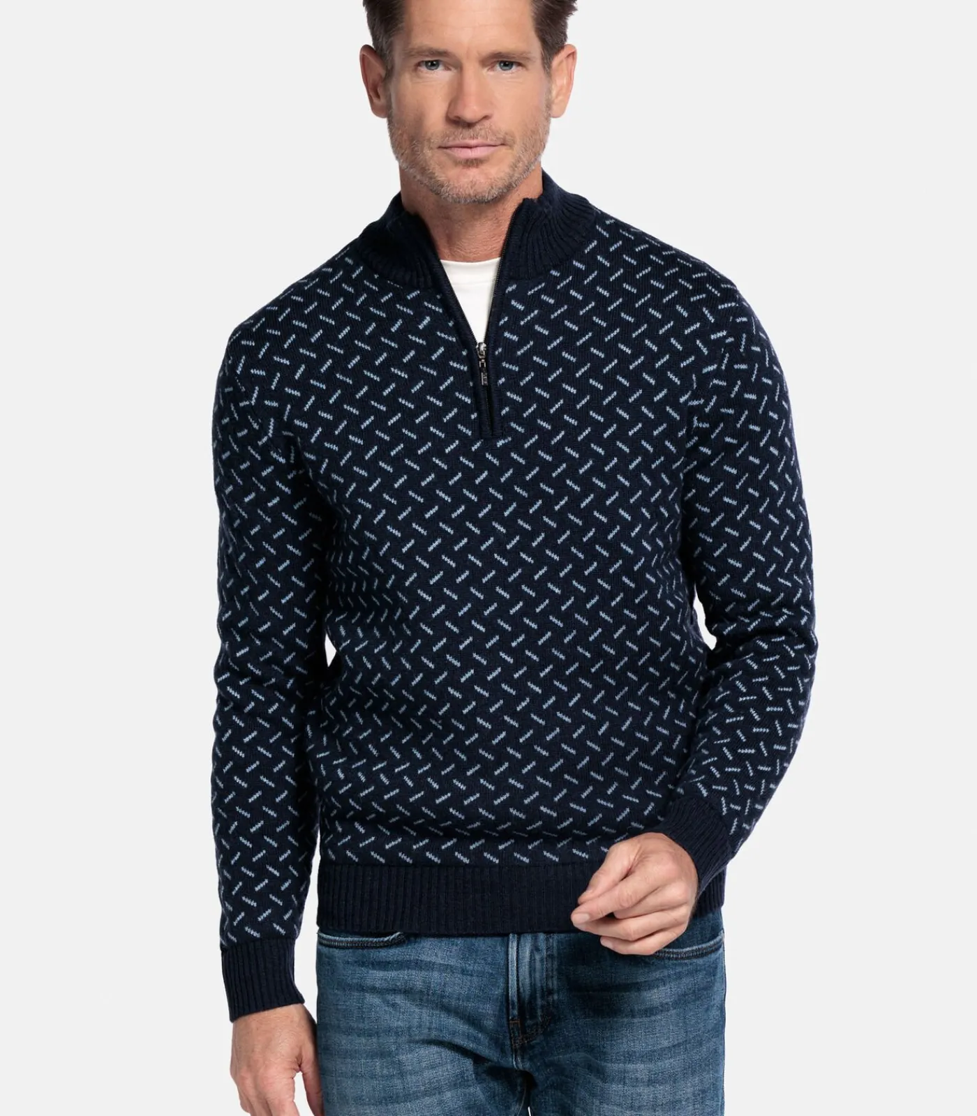 Sale Pullover met print - Navy Heren Truien & Cardigans
